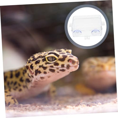HANABASS Water Bowl Suction Cup Reptile Feeder Bowl Gecko Feeding Snake Water Dish Escape Design - color: Transparent, size: 9.00X6.00X3.50CM