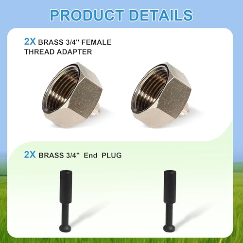 POCKET PANDA Garden Hose to 1/4 Tubing Adapter for Patio Misting Cooling System, 3/4'’to 1/4" Faucet Connector for Drip Irrigation,Greenhouse Watering System,2 Brass Thread Fittings with 2 End Plug.