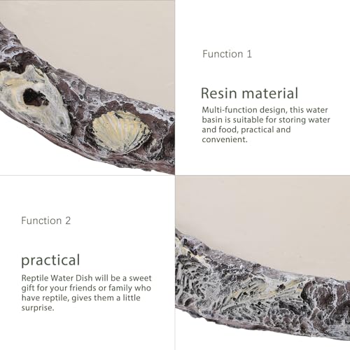 BESPORTBLE Reptile Water Bowl and Food Dish Resin Basin Shallow Pet Water Feeder for Turtles Lizards Snakes Bearded Dragons Terrarium Supplies
