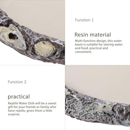 BESPORTBLE Reptile Water Bowl and Food Dish Resin Basin Shallow Pet Water Feeder for Turtles Lizards Snakes Bearded Dragons Terrarium Supplies