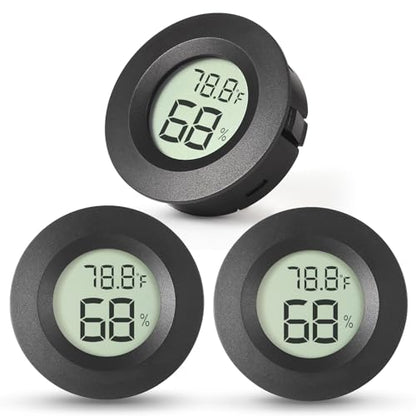 Atogou 3-Pack Mini Hygrometer & Thermometer, Indoor Digital Humidity Meter | ℉/℃, Outdoor Gauge Temperature for Home, Office, Reptile, Car, Greenhouse, Lab, Terrarium, Cellar.. A01 Black - color: Black 3-pack