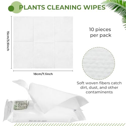 Nuanchu 8 Pack Plants Cleaning Wipes and 1 Pair Microfiber Dusting Gloves Based Wipes for Shiny Leaves and Better Photosynthesis for Indoor Outdoor Plants