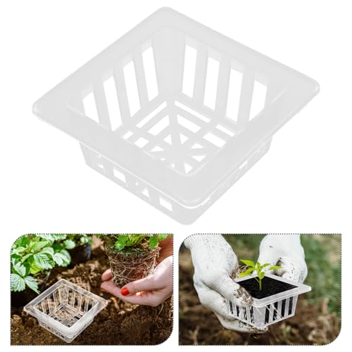 20pcs Square Mesh Hydroponic Planting Pots Efficient Drainage System Root Fixer Baskets for Gardening for Vegetables and Flowers