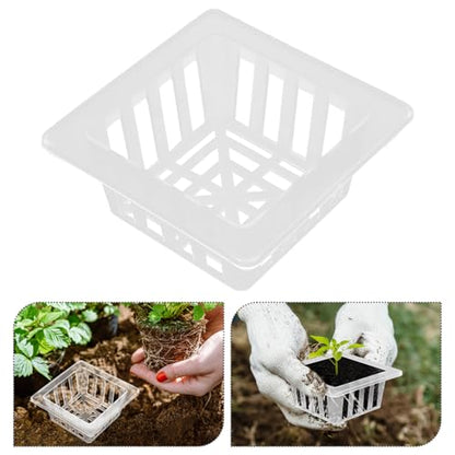 20pcs Square Mesh Hydroponic Planting Pots Efficient Drainage System Root Fixer Baskets for Gardening for Vegetables and Flowers