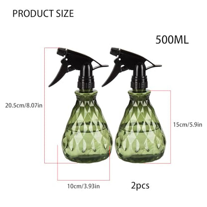 wugongshan 2 Pcs Spray Bottles, 500 ml/17 oz Empty Water Spray Bottles, Plastic Reusable Adjustable Mist Sprayer Squirt Bottles Containers Refillable for Cleaning Solutions, Gardening, Plants (Green) - color: Green