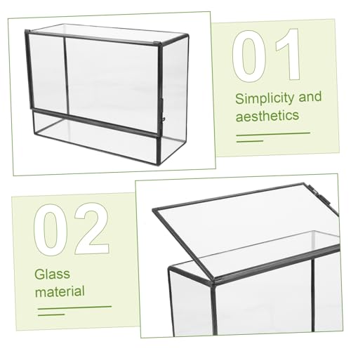 POPETPOP Geometric Glass Ecosystem Terrarium for Mini Rainforest Display Small Moss Planter Box Lid DIY Desktop Micro Landscape Holder