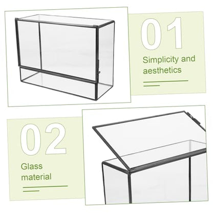POPETPOP Geometric Glass Ecosystem Terrarium for Mini Rainforest Display Small Moss Planter Box Lid DIY Desktop Micro Landscape Holder