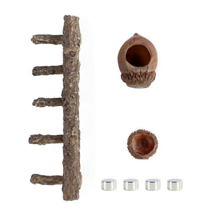 REPTI ZOO Jumping Spider Hideout and Feeding Dish, Nut Shaped Hide and Cave Sets for Spider Playing, Feeding and Climbing, Pet Spider Enclosure Accessories