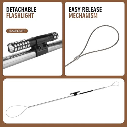 45"-59" Animal Control Pole Dog Catch Rod Noose Holder Tool for Medium Large Wildlife Handling Dogs Feral Cat Raccoons Hog Pig Fox Coyote Bulldog Wolf Goat - size: 45-inch