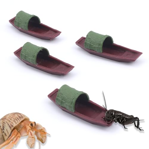 4 Pcs Cricket Feeder Hermit Crab Hideout Climbing Toy Terrarium Decoration for Hermit Crab Snail Cricket Insects