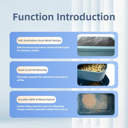 Mealworm Breeding Kit, Live Feeder Worm Farm for Reptiles, Bearded Dragons, Leopard Geckos, Birds & Chickens (L) - size: L