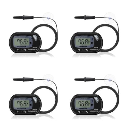 DaToo Aquarium Thermometer with Large LCD Display Fahrenheit/Celsius(℉/℃) Fish Tank Thermometer for Aquarium Reptile Terrarium Digital Water Thermometer with Suction Cup(4 Pack) - size: 4 Pack