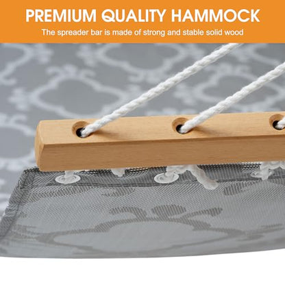 Lazy Daze Double Textliene Quick Dry Hammock with Spreader Bar for Outdoor | 11 Ft Hammock for 2 Person, Weather Resistant Fabric, 450 Lbs Capacity, Hammock Bed 78 x 55 In with Carabiners, Chains - color: Four Leaf Clover