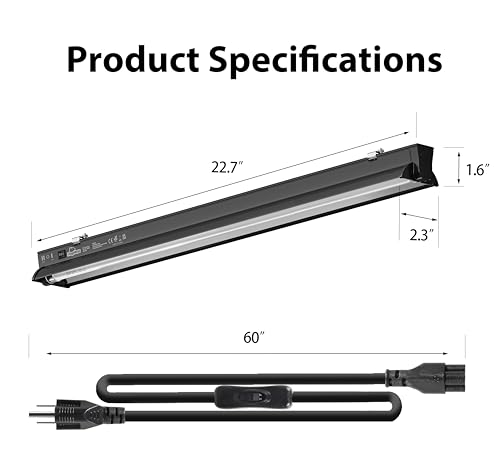 T5 HO Reptile Light Fixture Combo Kit 10.0 UVB Light for Reptiles Terrarium | 22 Inch Tube 5.0 & 10.0 UVB Output, 24W Reptiles Light Bar UVA UVB Desert Lamp for Turtle Lizard Bearded Dragon Tank
