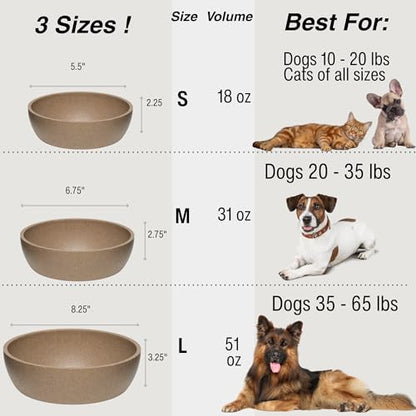 Loving Pets - Dolce Bamboo - Eco-Friendly Pet Bowls & Dishes for Dog, Cats, Puppy Food and Water Bowl -Sustainable and Dishwasher Safe, Made with Real Bamboo (Large, Coffee-Brown) - color: Coffee Brown, size: Large Bowl