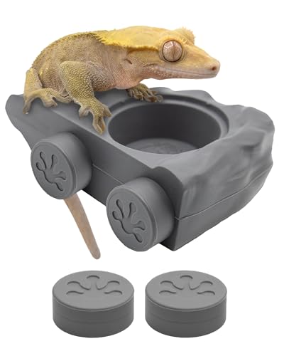 Pangea Gray Silicone Gecko Feeding Ledge & 100 .5oz Small Plastic Food & Water Cups Bundle