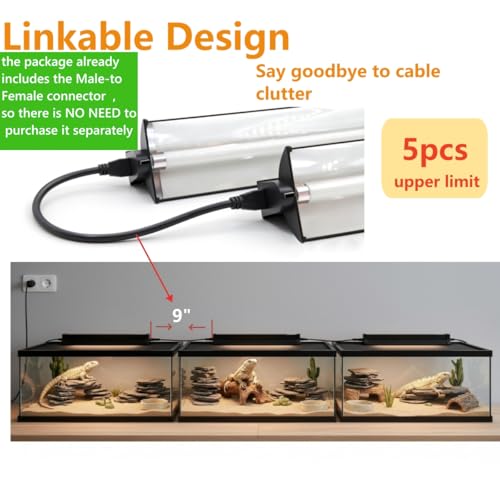 Leoterra T5 8W 10.0 UVB Reptile Light Fixture and Bulb Kit, High Output UVB/UVA Lighting System Linkable Design,Multiple Mounting Options for Bearded Dragons, Tortoises, Uromastyx - Plug and Play