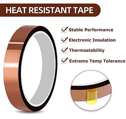 High Temperature Tape Heat Tape Heat Resistant Tape Heat Transfer Tape Heat Tape for Sublimation No Residue 10mm X 33m 108ft (Yellow-2 Roll) - color: A-Yellow-2 Roll