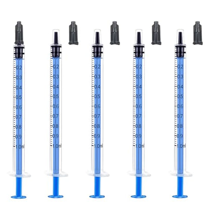 1ml syringe with Measurement for Scientific Labs, Feeding Pets, Refilling and Measuring Liquids,Dispensing,with Cap (5PCS, 1ml) - size: 5PCS-1ml
