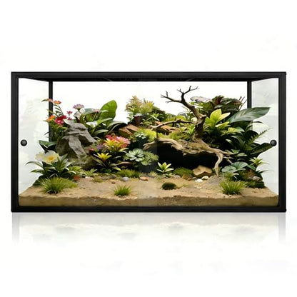 120-Gallon Reptile Enclosure, 48” x 24” x 24” Reptile Habitat Tank, Bearded Dragon Enclosure with Sliding Front Door, Top Screen Ventilation, Panoramic Viewing, Easy Installation