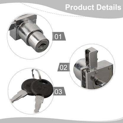 Sliding Glass Door Lock Set for Display Cabinet or Terrarium, Zinc Alloy Rust-Proof Latch with Key, Fits 5-8mm Glass, 4 Pack