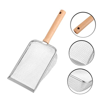 HANABASS Reptile Litter Scoop Stainless Steel Poop Cleaning Tool for Reptiles Tortoises Lizards Snakes and Mesh for Easy Cleanup of Sand and Litter