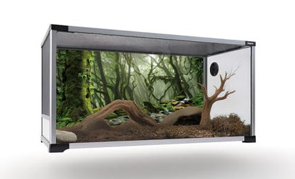 36X18 Inch Foggy Forest Terrarium Backdrop with Misty Stream and Ancient Tree - Tropical Reptile Habitat Background Durable Polyester Vivarium Decoration - size: 36X18in