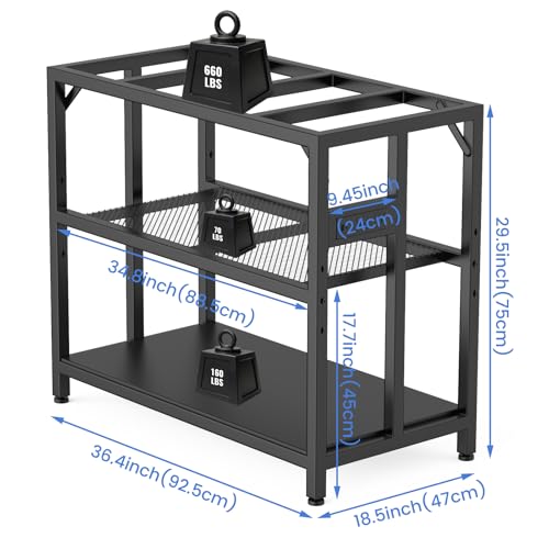 40 Gallon Metal Aquarium Fish Tank Stand Black | Built in power outlets adjustable shelf 660LBS load bearing fits turtle reptile terrarium breeder tank home office use - color: Black