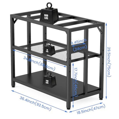 40 Gallon Metal Aquarium Fish Tank Stand Black | Built in power outlets adjustable shelf 660LBS load bearing fits turtle reptile terrarium breeder tank home office use - color: Black