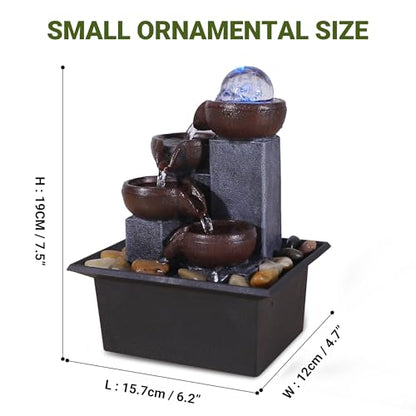 Tabletop Water Fountain-Indoor Waterfall-Desktop Fountain-Spinning Crystal Ball Lighting LED Colors from-Waterfall-Indoor Water Fountains with Natural River Rocks for Feng Shui Effect