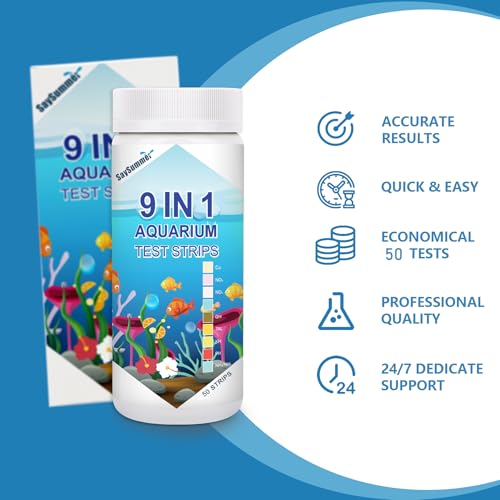 Aquarium Test Strips for Fish Tank: 9 in 1 Aquarium Ammonia Test Strips for Fish Tank - 50 Counts Aquarium Water Test Kit Testing Ammonia Nitrogen, Copper, pH and More - size: 9 in 1 - 50 Strips (ammonia included)