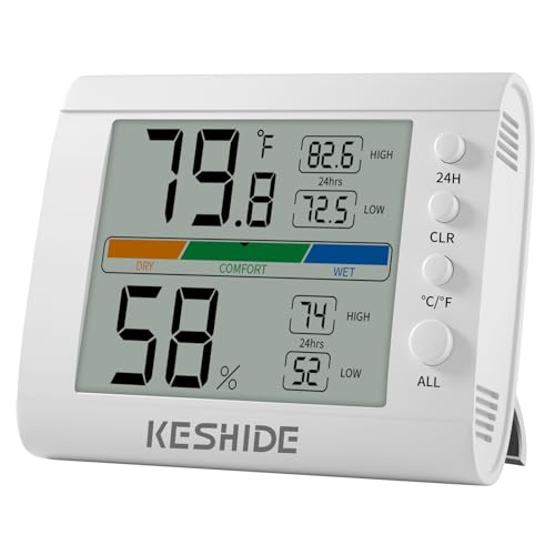 Hygrometer Thermometer Gauge Mini Digital, Monitor Indoor Outdoor Humidity Meter Temperature for Humidifiers Dehumidifiers Greenhouse Reptile Humidor White - color: white