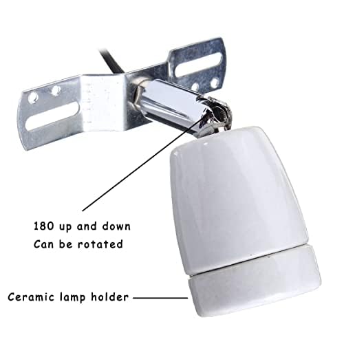 KUIDAMOS 300W E27 Reptile Lamp Stand Reptile Heating Lamp Light Holder 300 watt Heat lamp Holder Lamp Not Included,360° Rotation Ceramic Heat Lamp Base with Reptiles & Amphibians