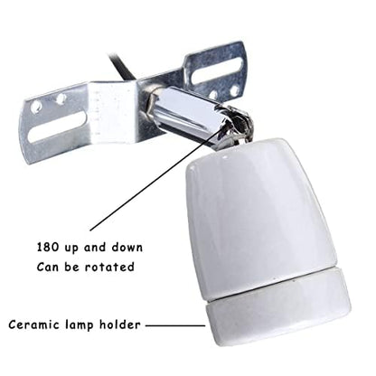 KUIDAMOS 300W E27 Reptile Lamp Stand Reptile Heating Lamp Light Holder 300 watt Heat lamp Holder Lamp Not Included,360° Rotation Ceramic Heat Lamp Base with Reptiles & Amphibians