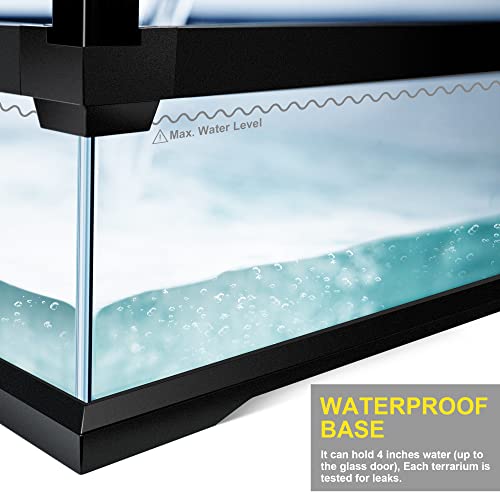 24"x18"x18" Reptile Terrarium, Modular Aluminum-Frame Glass Vivarium for Small Tropical Lizards Such as Juvenile Iguanas, with Lock, Cable Port, Waterproof Deep Base & Adjustable Vents