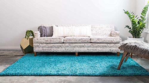 Unique Loom Solid Shag Collection Area Rug (2' 2" x 3' 1" Rectangle, Deep Aqua Blue) - color: Deep Aqua Blue, size: 2'2" x 3'1" (Rectangular)