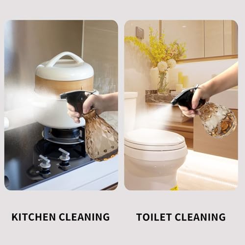 wugongshan 2 Pcs Spray Bottles, 500 ml/17 oz Empty Water Spray Bottles, Plastic Reusable Adjustable Mist Sprayer Squirt Bottles Containers Refillable for Cleaning Solutions, Gardening, Plants (Brown) - color: Brown