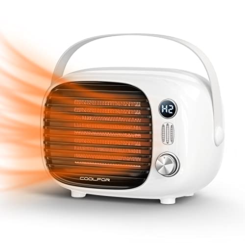 Coolfor Space Heater, 800W/500W Ceramic Heater with Tip-Over Protection | Fast Heating, Overheat Protection, Quiet, Compact for Home, Bedroom, Office Desk Use, White - color: White