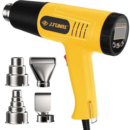 Digital Heat Gun, 900W Adjustable Heat Gun 100-650℃ LCD Display, 4 Nozzles | with LCD display, adjustable 100-650℃ temperature, 6 modes, 7S cool down, ideal for resin crafts, repair & DIY