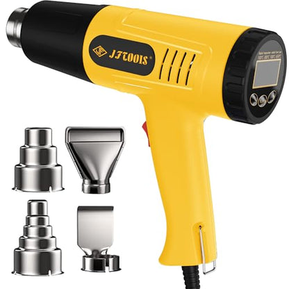 Digital Heat Gun, 900W Adjustable Heat Gun 100-650℃ LCD Display, 4 Nozzles | with LCD display, adjustable 100-650℃ temperature, 6 modes, 7S cool down, ideal for resin crafts, repair & DIY