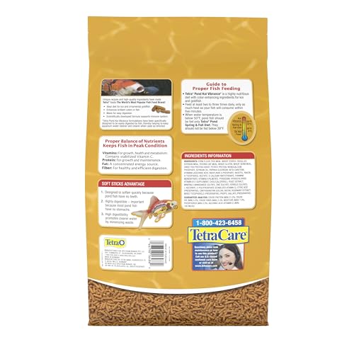 Tetra Pond Koi Vibrance Soft Sticks, Floating Pond Fish Food, 5.18 lbs | Daily Diet for Koi Fish and Ornamental Goldfish, Feed When Water is Above 50 Degrees, Highly Digestible, Clean & Clear Water - size: 5.18 Pound (Pack of 1)