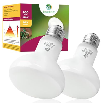 Reptile Heat Lamp Bulbs, Simulate Natural Sunlight Heat Light Bulb, 2 Pack 100W Amphibian Terrarium Basking Spot Lamp for Reptile, Bearded Dragon, Lizard, Turtle, Snake - color: Basking Bulb, size: Basking (2*100)