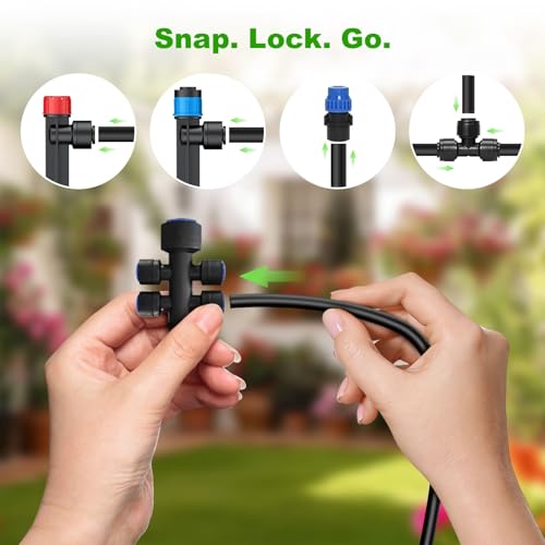 236FT Drip Irrigation System Kit New Quick-Connect, Automatic Garden Watering Misting System for Greenhouse, Yard, Lawn, Plant with 5/16 inch Hose 1/4 inch Distribution Tubing and Accessories - size: 236FT