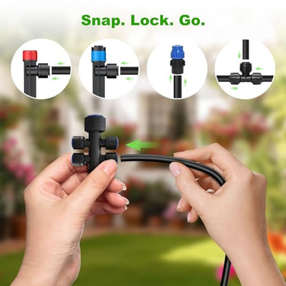 236FT Drip Irrigation System Kit New Quick-Connect, Automatic Garden Watering Misting System for Greenhouse, Yard, Lawn, Plant with 5/16 inch Hose 1/4 inch Distribution Tubing and Accessories - size: 236FT