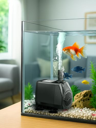 GROWNEER 950GPH Submersible Pump 50W Ultra Quiet Fountain Water Pump 3600L/H, with 9.8ft High Lift, 4 Nozzles for Aquarium, Fish Tank, Pond, Hydroponics, Statuary, Garden, Black (950GPH) - size: 950GPH