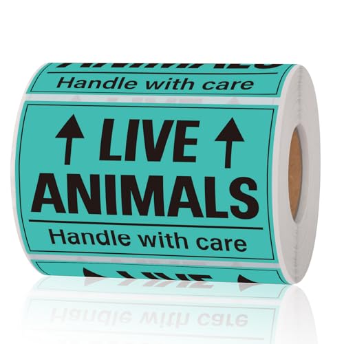 400pcs Live Animal Stickers for Airline Cargo Crate 2 x 3 Inch | LIVE ANIMALS Handle with Care Shipping Label Fluorescent Fragile Arrow Marking for Pet Crate Transport Dog Kennel Reptile Box