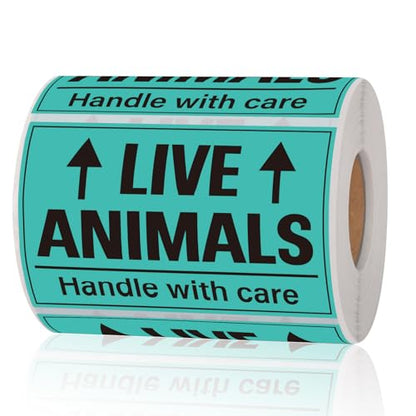400pcs Live Animal Stickers for Airline Cargo Crate 2 x 3 Inch | LIVE ANIMALS Handle with Care Shipping Label Fluorescent Fragile Arrow Marking for Pet Crate Transport Dog Kennel Reptile Box