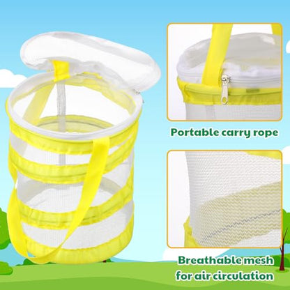 Hiboom 6 Pcs Mini Butterfly Habitat Cage Bulk Clear Mesh Butterfly Net Habitat Insect Mesh Net Cage Container Foldable Terrarium, 5.5 x 7.1 Inch - style: Cylindrical