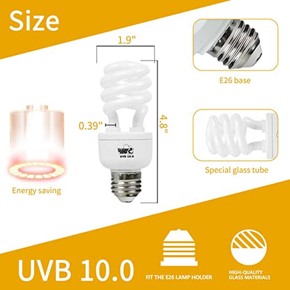 LUCKY HERP Desert UVA UVB Reptile Light Bulb 10.0 13W Compact Fluorescent Lamp - style: UVB10.0 13W