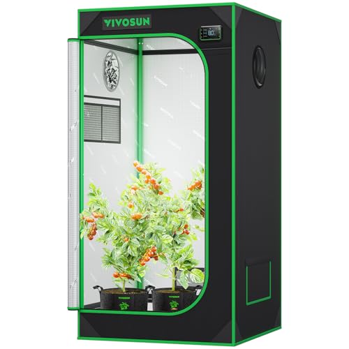 VIVOSUN S224 2x2 Grow Tent 24"x24"x48" High Reflective Small Mylar Tent | Easy View Window, Removable Floor Tray, 100% Reflective Mylar Interior,Sturdy Metal Frame for Indoor Plants - size: 24"x24"x48"